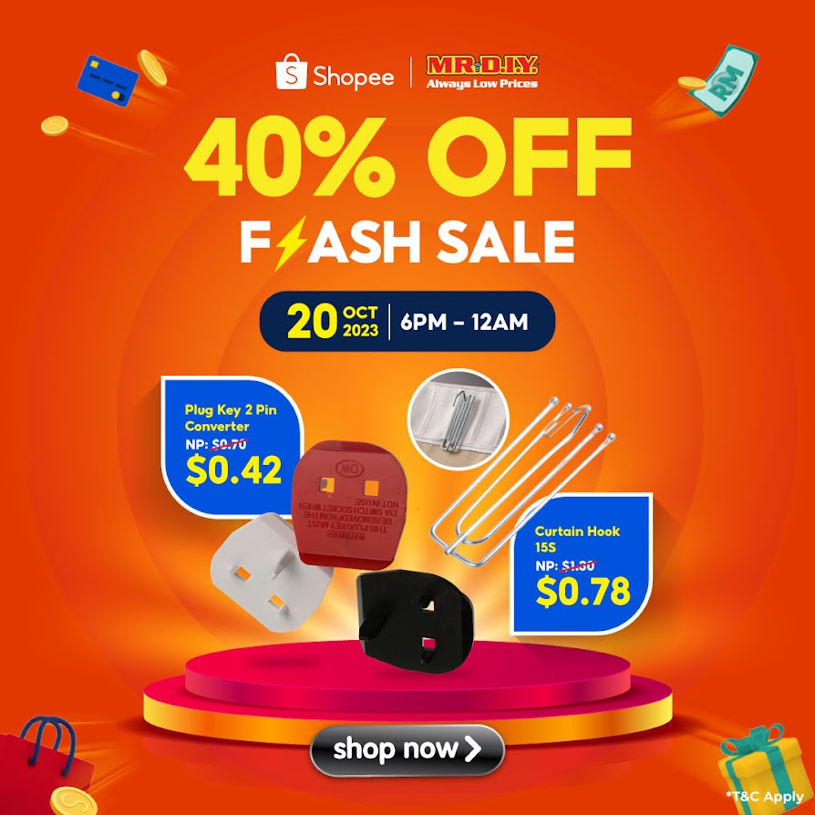 MR DIY Flash Sale40 off on Shopee Singapore Oct 2023 divedeals.sg